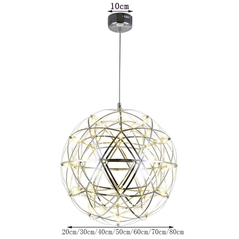 EUUDROBY Hanging Lamp with Led Light Source,Creative Stainless Steel Pendant Light,Adjustable Height Sparkle elier for Livingroom,Corridor,Balcony 42 Beads 30cm