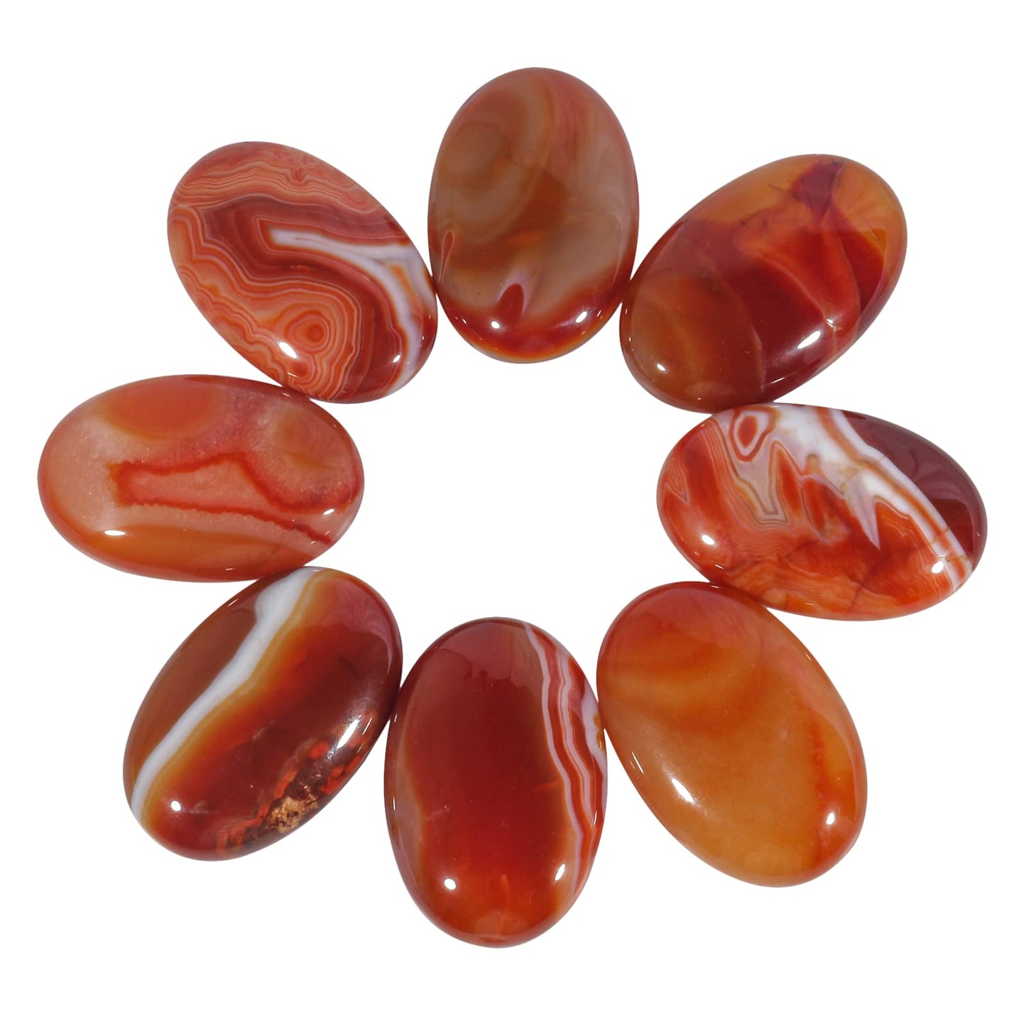 Loveliome Natural Red Agate Oval Polished Worry Stones, Healing Crystal Indoor Fountain Stones Massage Energy Anxiety Relief Items
