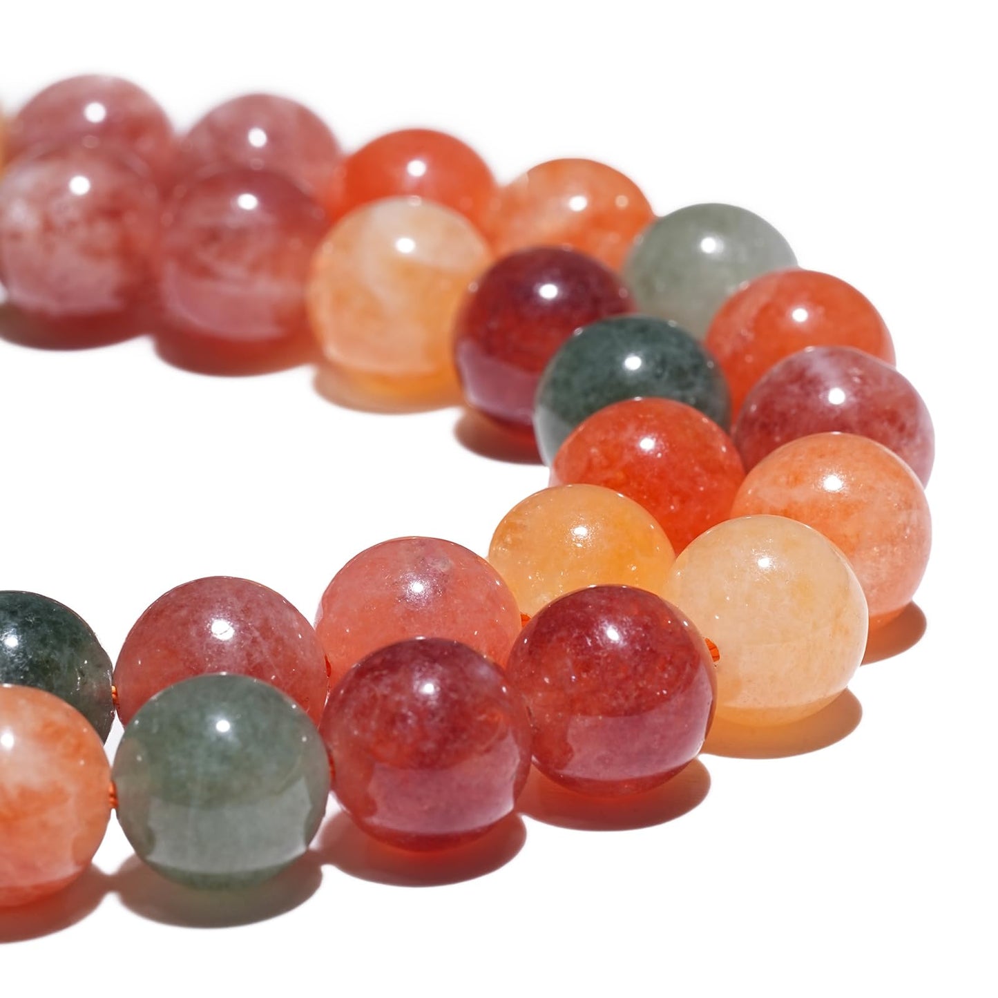 8mm Natural Colorful Rabbit Hair Crystal Gemstone Beads Polished Round Smooth Stone Beads for Bracelets Jewelry Making 15inch Loose Beads