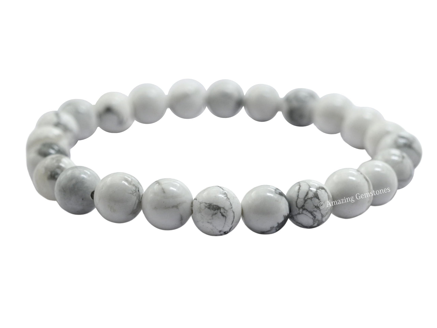 Amazing Gemstone Crystal Bracelet for Women Men's Gifts - Protection Healing Crystal Bracelet - 8mm Gemstone Beaded Stretchable Bracelet Pulseras Para Hombres Mujer Stocking Stuffers Mothers Day Gift (Howlite)