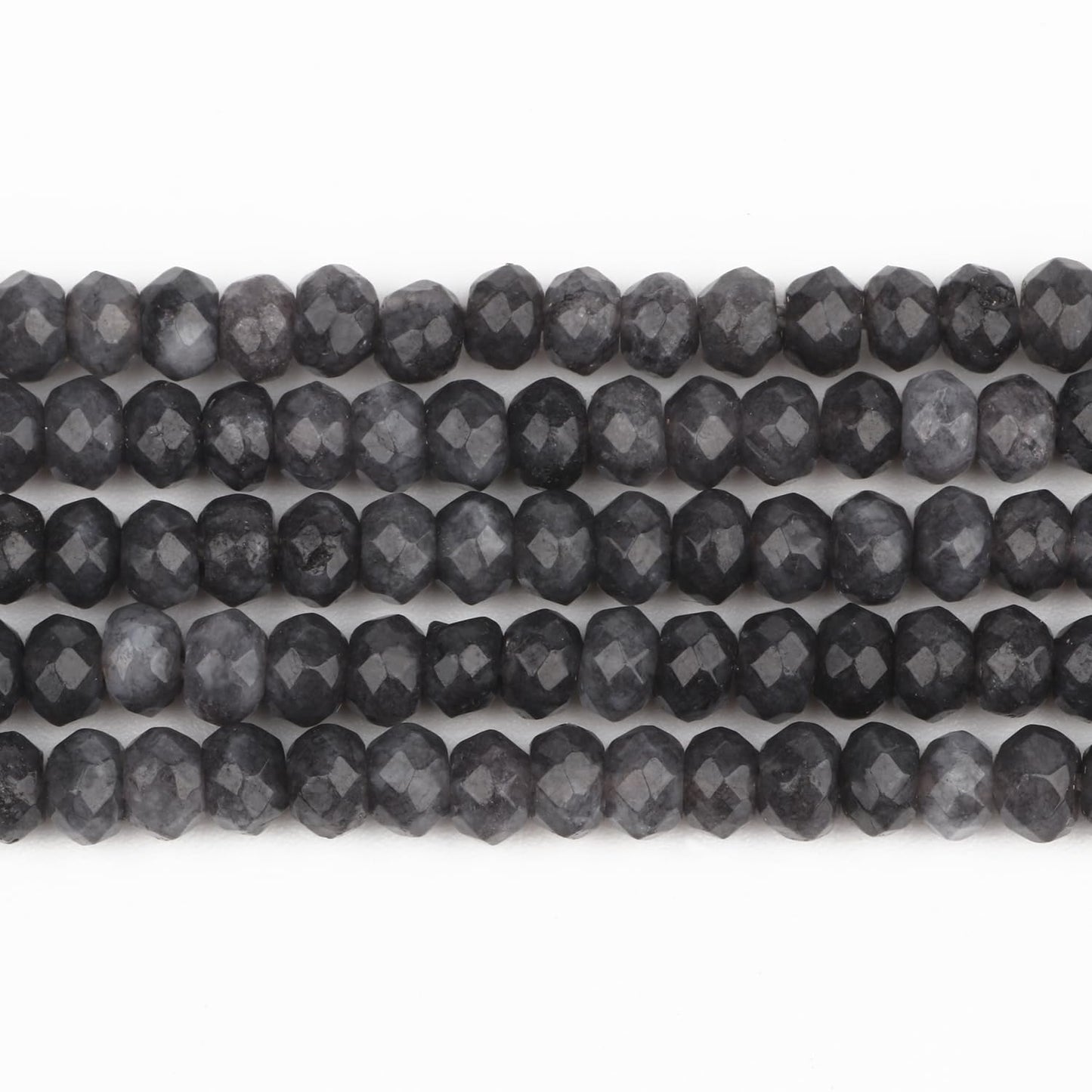 2 String 220PCS 3x5mm Natural Grey Agate Beads for Jewelry Making, Songxi Facted Loose Gemstone Beads for DIY Bracelet Necklace Making Supplies with Energy Healing Chakra Power