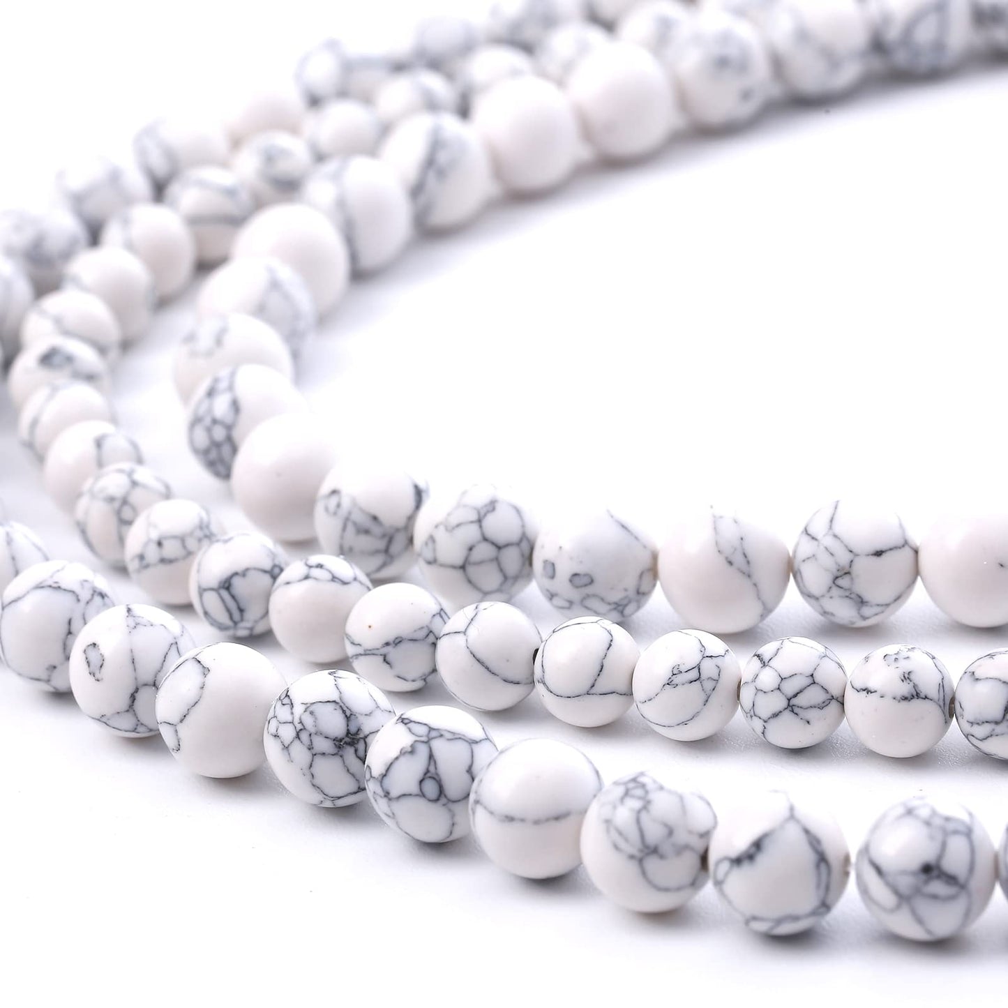 60PCS 6MM White Howlite Turquoises Round Loose Beads Natural Gemstone Beads for Jewelry Making DIY Bracelet Necklace 15"