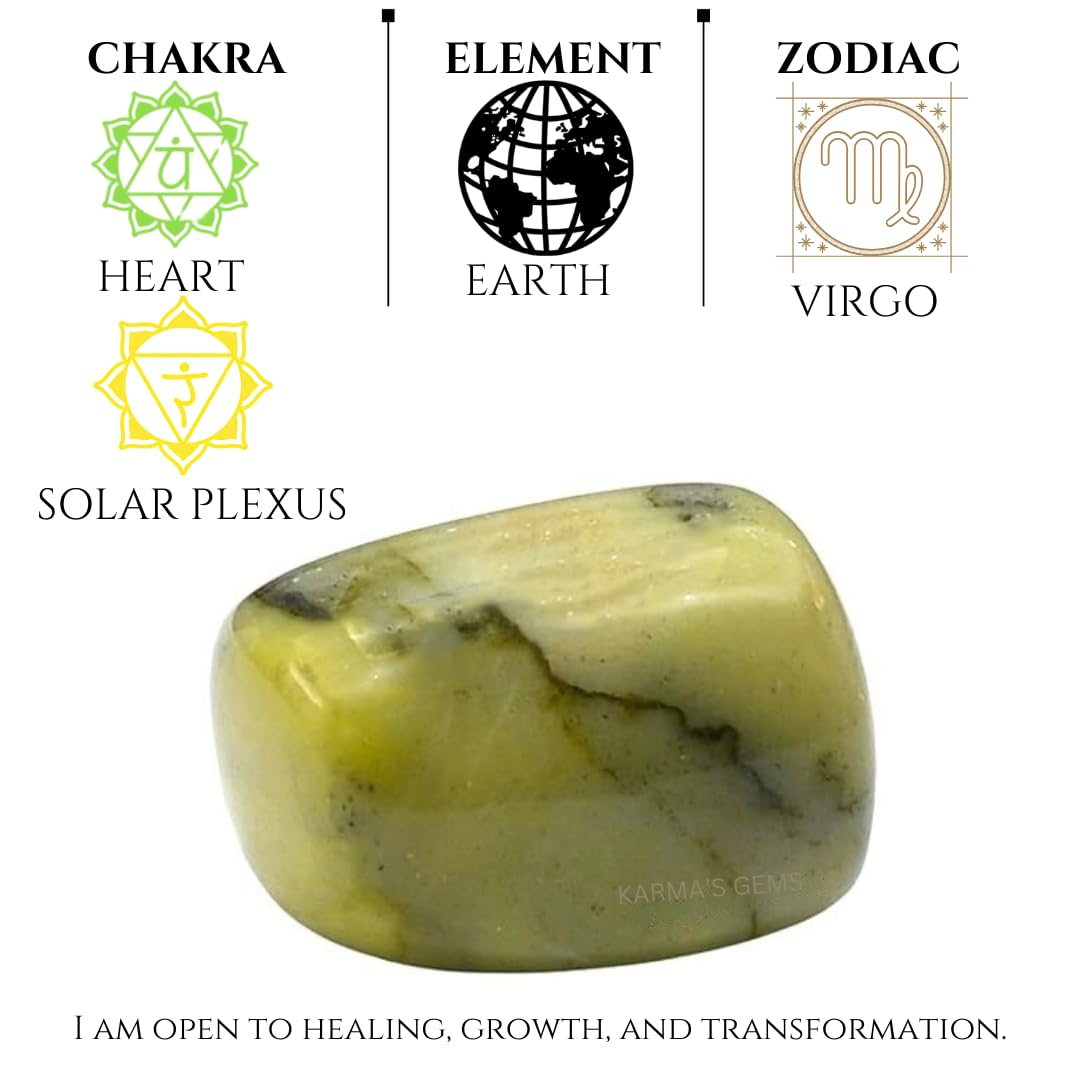 Karma Gems Serpentine Tumbled Stones Natural Crystal Kit for Reiki Healing Crystal Polished, Tumble Stones, Chakra Balancing, Reiki Gift, Home Decor (15-25 MM)
