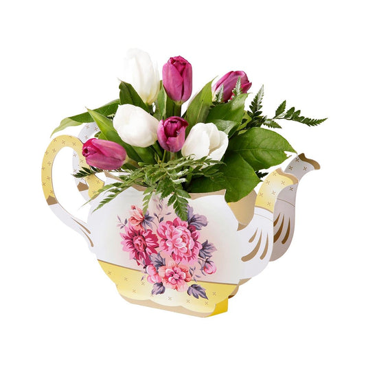 Talking Tables | Vintage Teapot Vase Decoration, Flower Centrepiece, For Birthday or Garden Party, Baby Shower, Wedding, Afternoon Tea, Anniversary, Party Supplies, Floral Box Decor