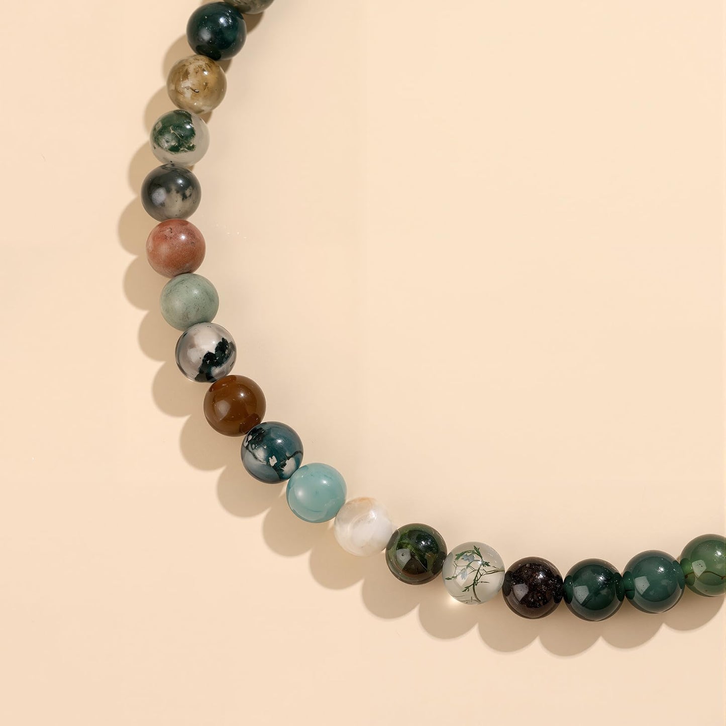 GolbalJew Natural Gemstone Beads Bracelets Healing Crystal Stone Beaded Bracelet for Women Men Handmade Spiritual Jewelry Gifts, 4mm Indian Agate Round Beads