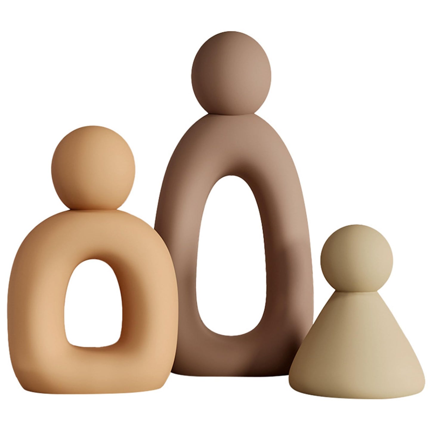 suruim Abstract Family of 3 Figurines Modern Sculptures Home Decorative Accents TV Stand Decor Bookshelf Knick Knacks Gifts for Shelves Entry Way Statues for Home Decor Living Room(Grey)