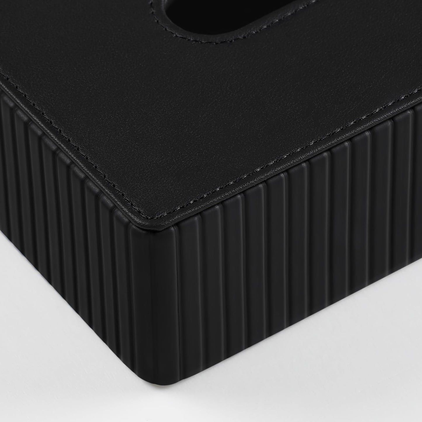 NICLNGSH PU Leather Short Tissue Box Cover Rectangle, Small Tissue Box Holder with Magnetic Closure, Decorative Rectangular Tissue Holder for Bathroom Car Office (Black)