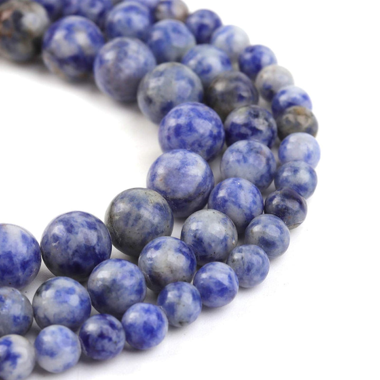 Filluck Natural Stone Beads 8mm Bule Sodalite Polished Round Smooth Gemstone Beads for Jewelry Making 15 Inch(Bule Sodalite,8mm)