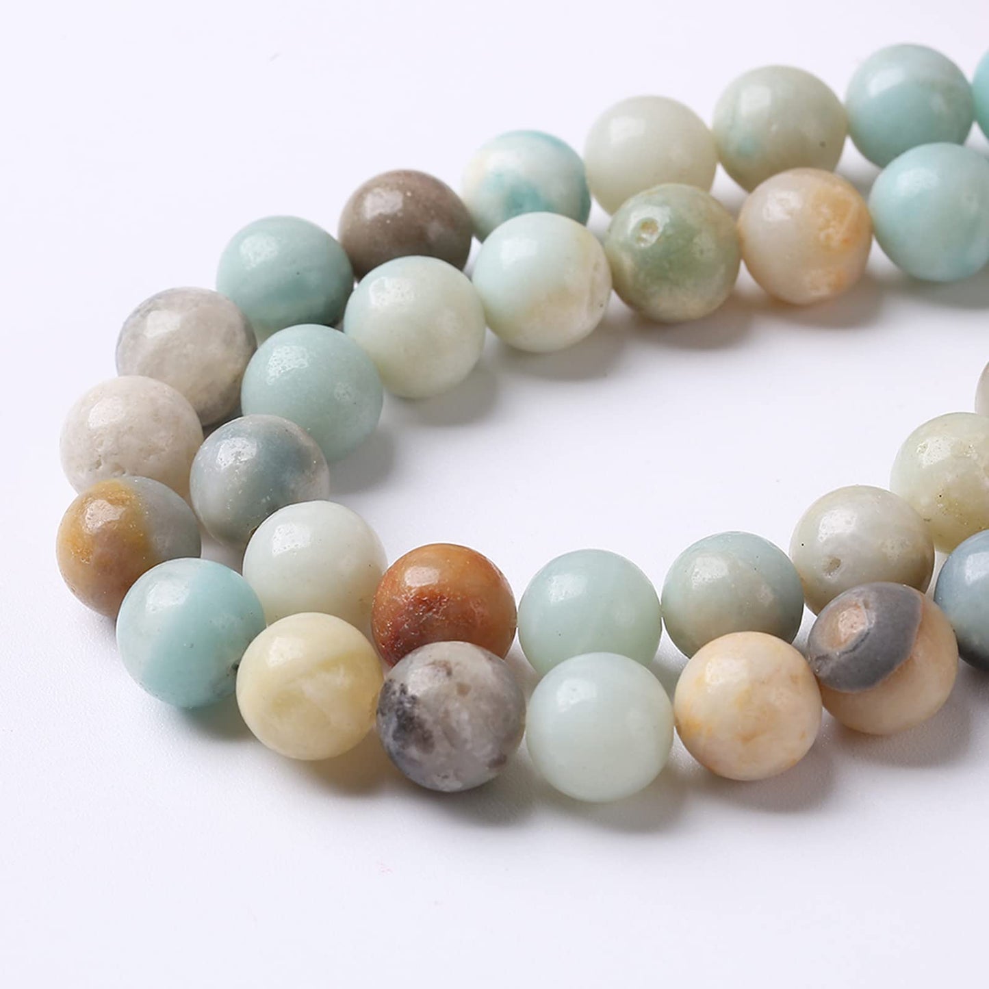 8mm 45pcs Natural Stone Beads Colorful Amazonite Gemstone Round Loose Beads for Jewelry Making DIY Bracelet Necklace Earrings15 Inch