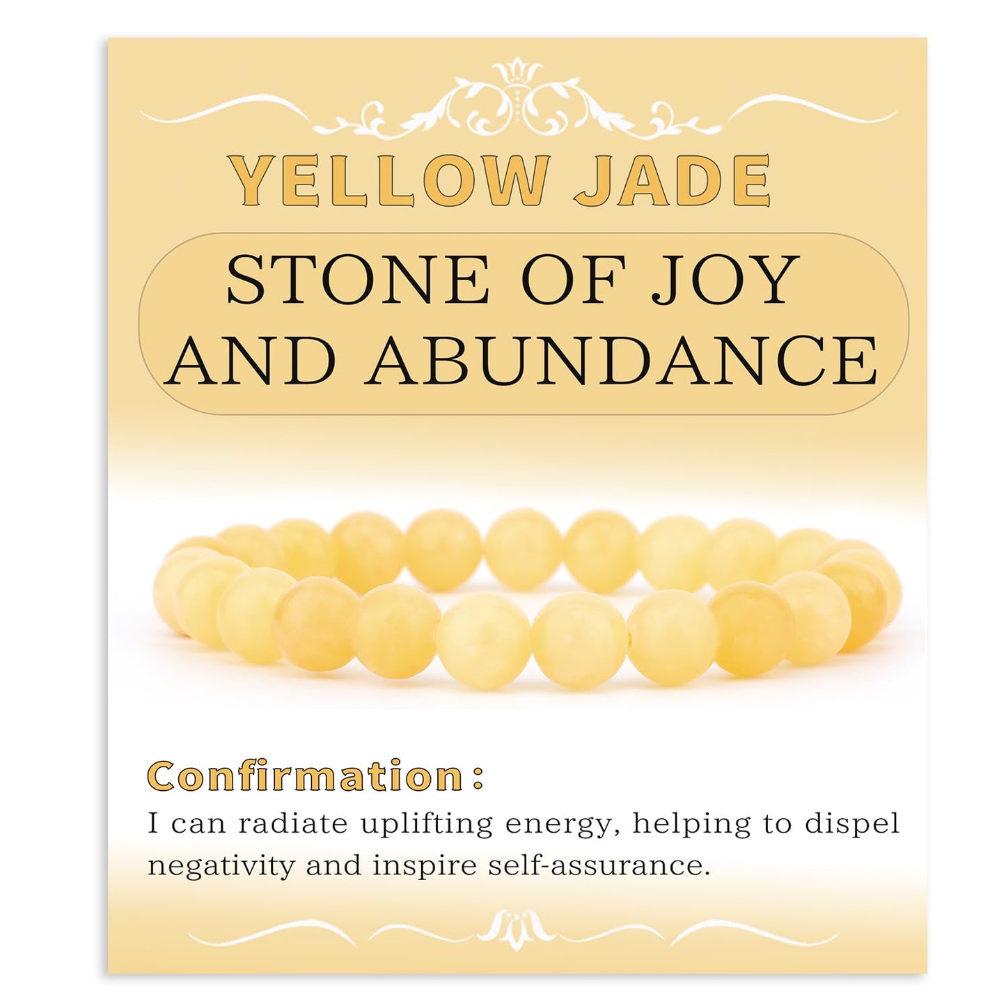 Bymitel 8mm Yellow Jade - Handmade Reiki Gemstone Stretch Bracelet, Natural Beauty & Spiritual Essence, Crystal Healing for Unisex Adults