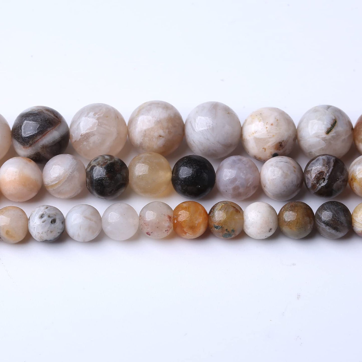 45PCS 8MM Natural Bamboo Leaf Agate Stone Beads Energy Healing Beads for DIY Jewelry Bracelet Necklace Making for Jewelry Making15Inch