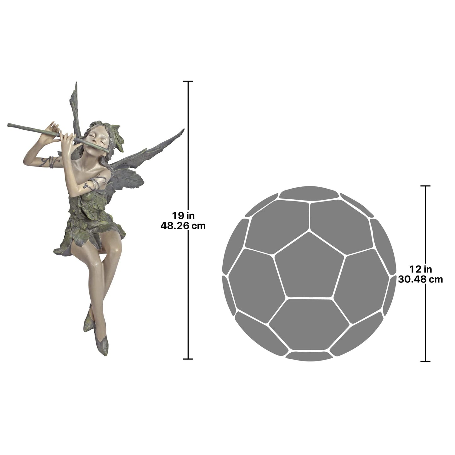 Design Toscano Fairy of the West Wind Shelf Sitting Garden Statue, 19 Inch Tall, Cast Stone Resin, Two Tone Stone Finish