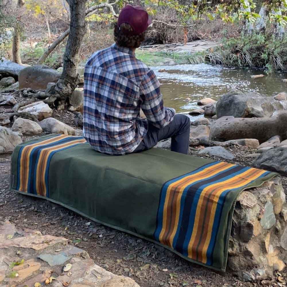 WP West Path Waterproof Outdoor Canvas Camping Blanket - Waxed Canvas Campfire Blanket with Water Repellent Backing - Camp - Bushcraft Tarp (Olive, Regular)