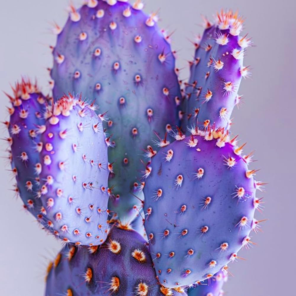 Purple Prickly Pear Cactus Plant Live, 3 Inc Potted, Succulents Plant Live, Live Prickly Pear Cactus Plant