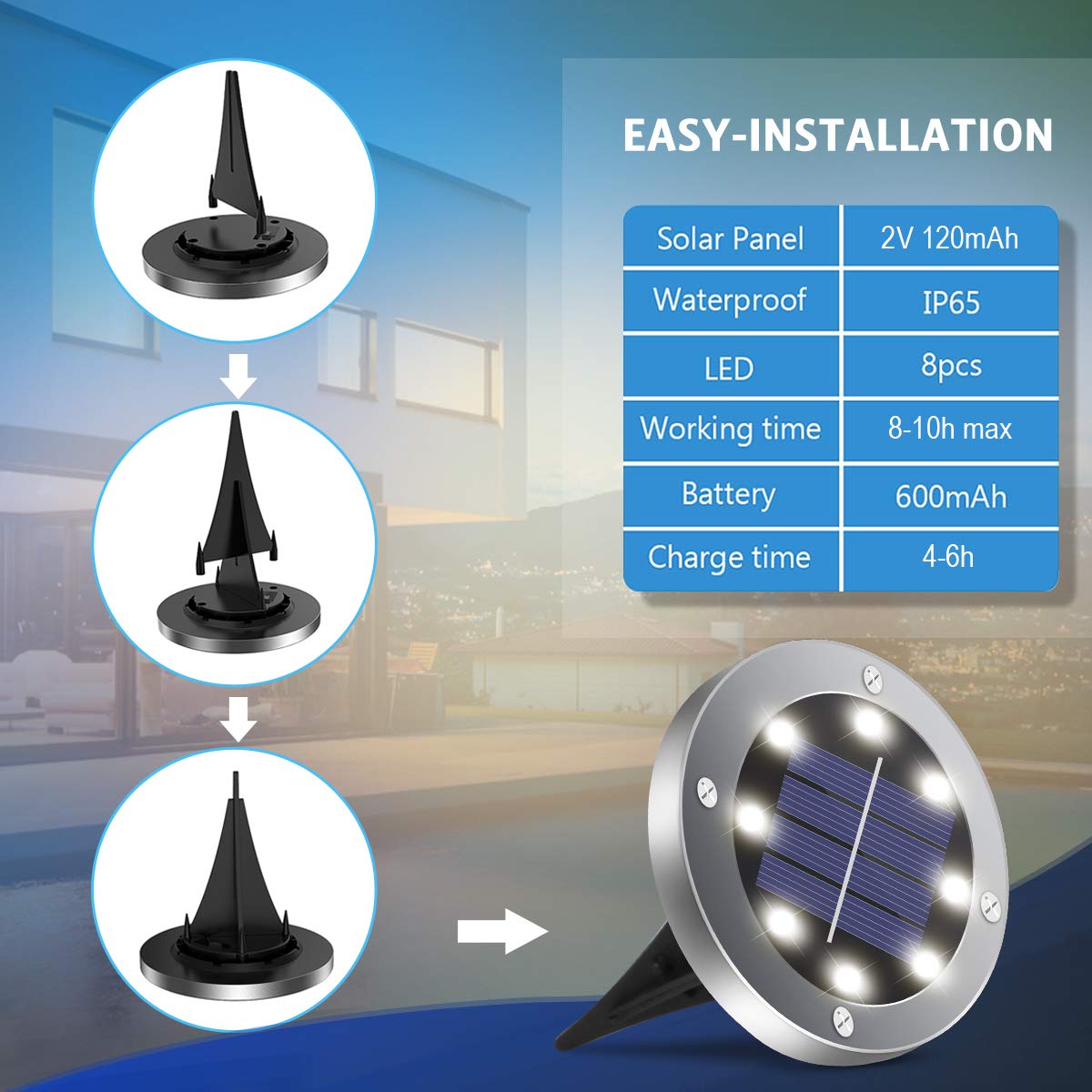 OULONGER 4.6inch Solar Lights Outdoor Waterproof,12Pack Solar Lights for Outside,Solar Garden Lights Landscape Lighting for Patio Pathway Lawn Yard Deck Driveway Walkway(White Light)