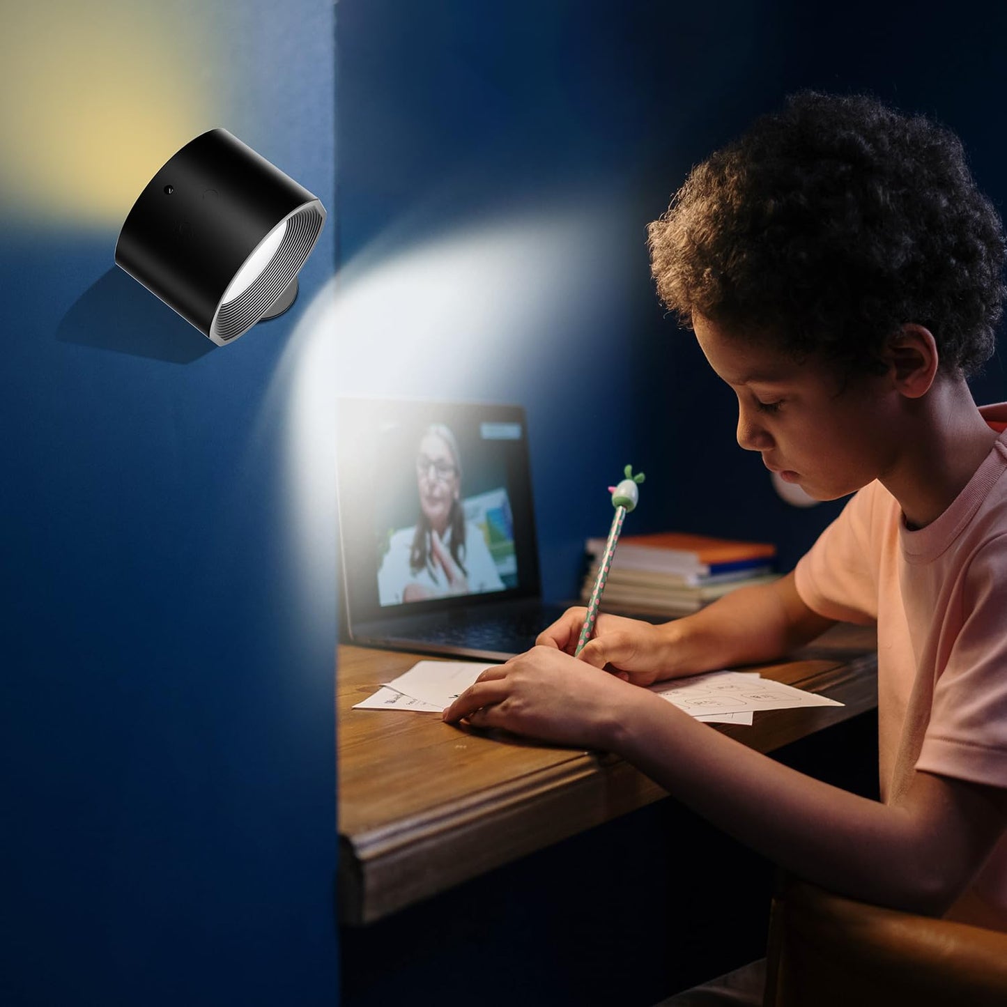 Black Rechargeable wall lamp, Black LED wall lamp, 360° Rotating, dimmable, Wireless wall lamp, Suitable for bedrooms, Studies, Living Rooms, Bedside Tables, etc. (Two-Pack)