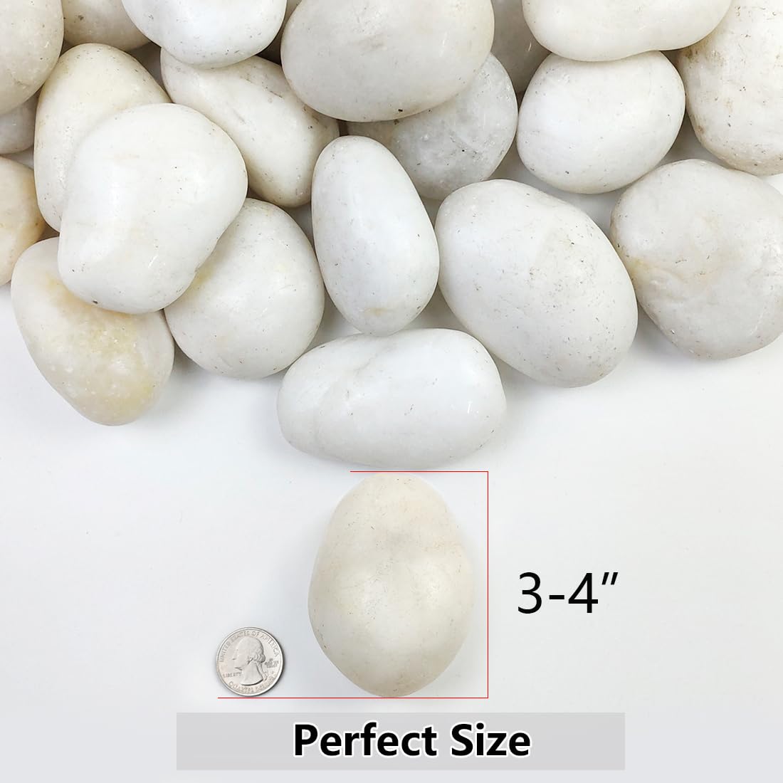 YISZM 20lbs Large River Rocks for Landscaping, 3-4" White Pebbles for Garden Design, Hand-Picked Smooth Stones for Fish Tank, Flower Pots, Indoor Water Fountains, Pathways, Backyard