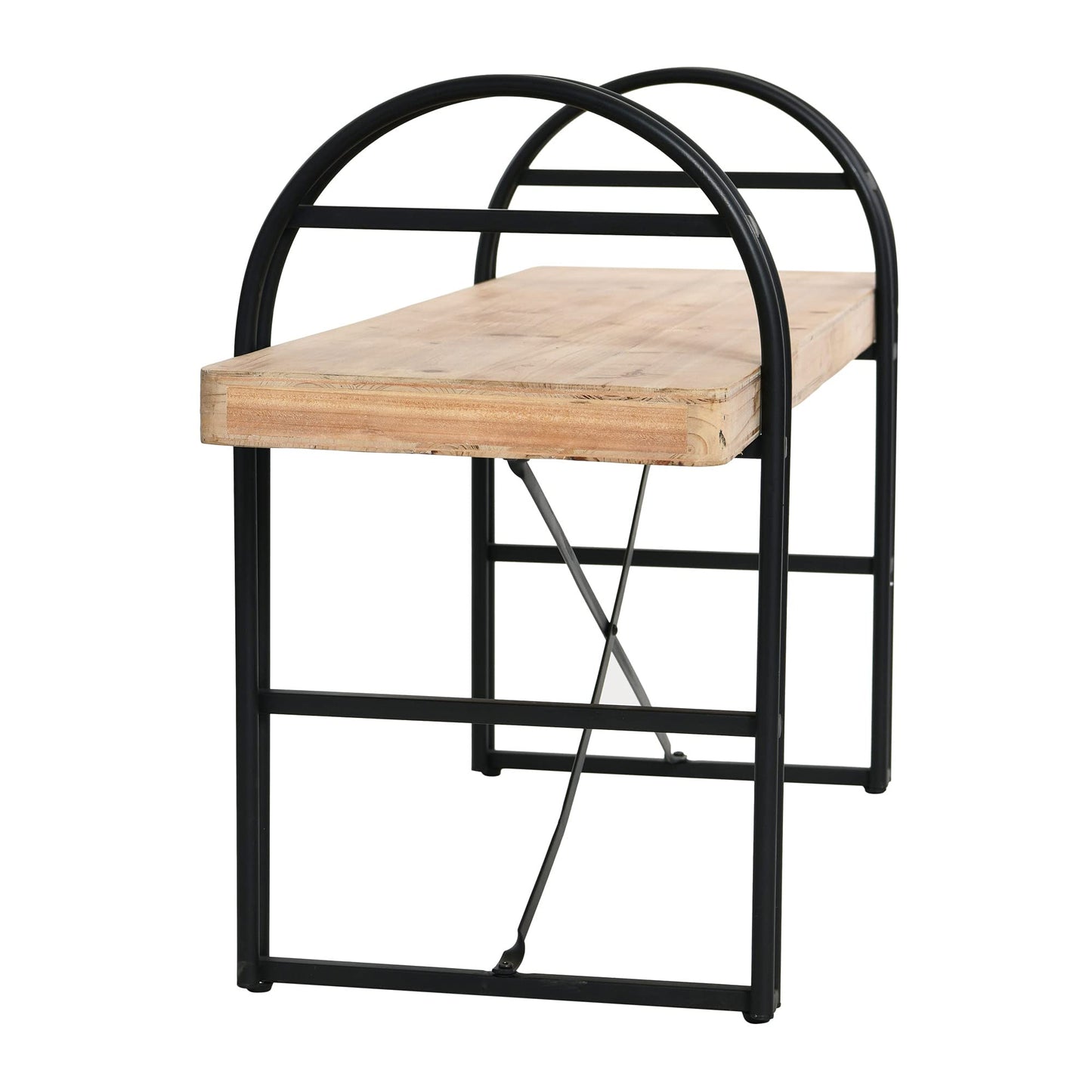 Main + Mesa Eitri Wood and Metal Bench, Driftwood