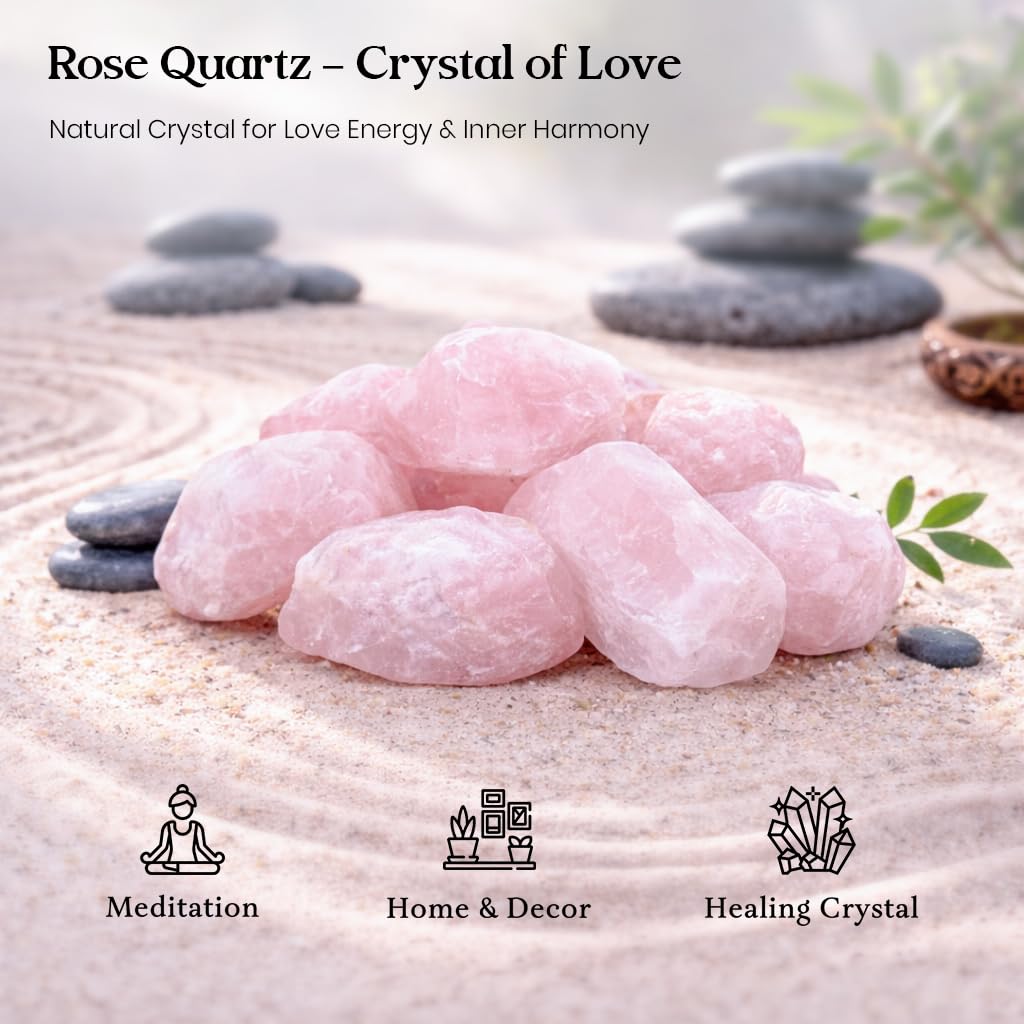 "300+ Carats, 1 Pc Rose Quartz Rock Rough Stone 4050 mm Raw Crystals Rock Crystals and Healing Stones Rough Gemstones Rock Collection for Beginners Used as Crystal Therapy, Meditation, Reiki"