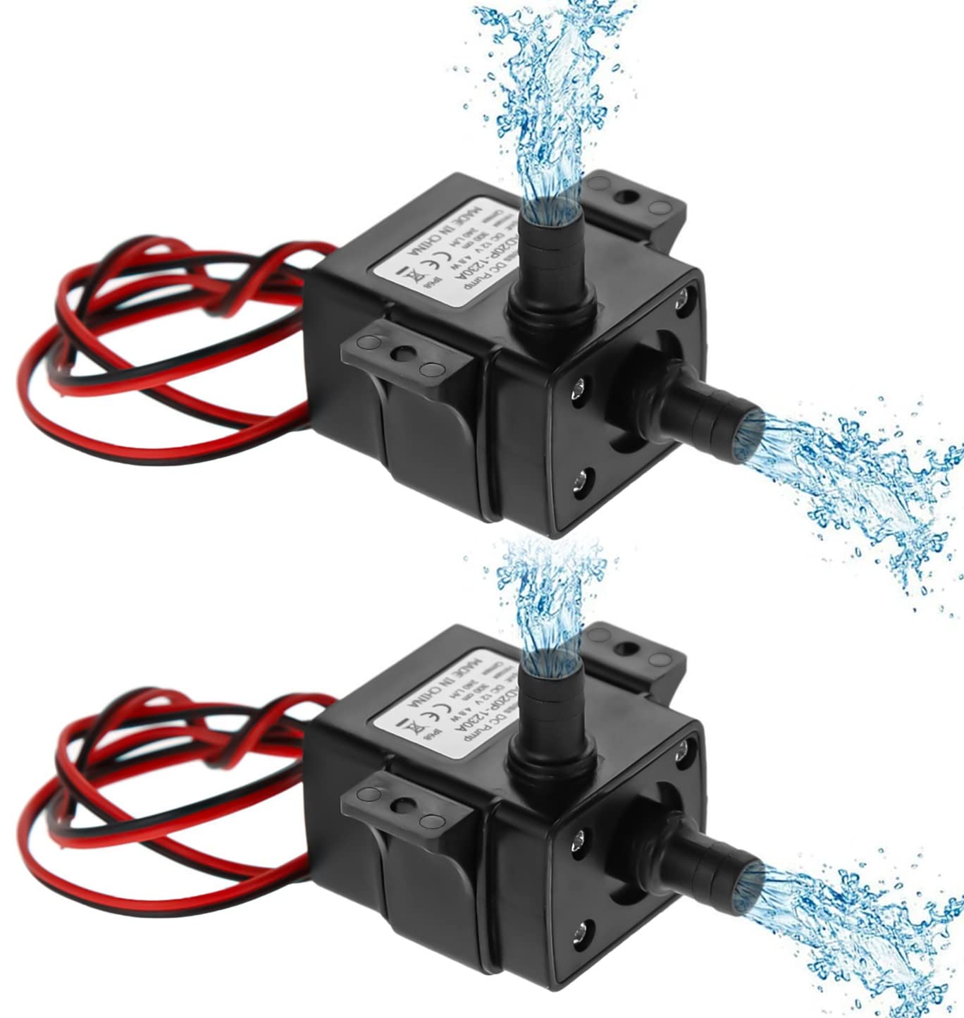 12V DC 63 GPH Water Pump, Aideepen 3M 12v Small Water Pump 240L/ H submersible Brushless Motor for Aquariums, Fish Tank, Pond, Fountains(2-PACK)