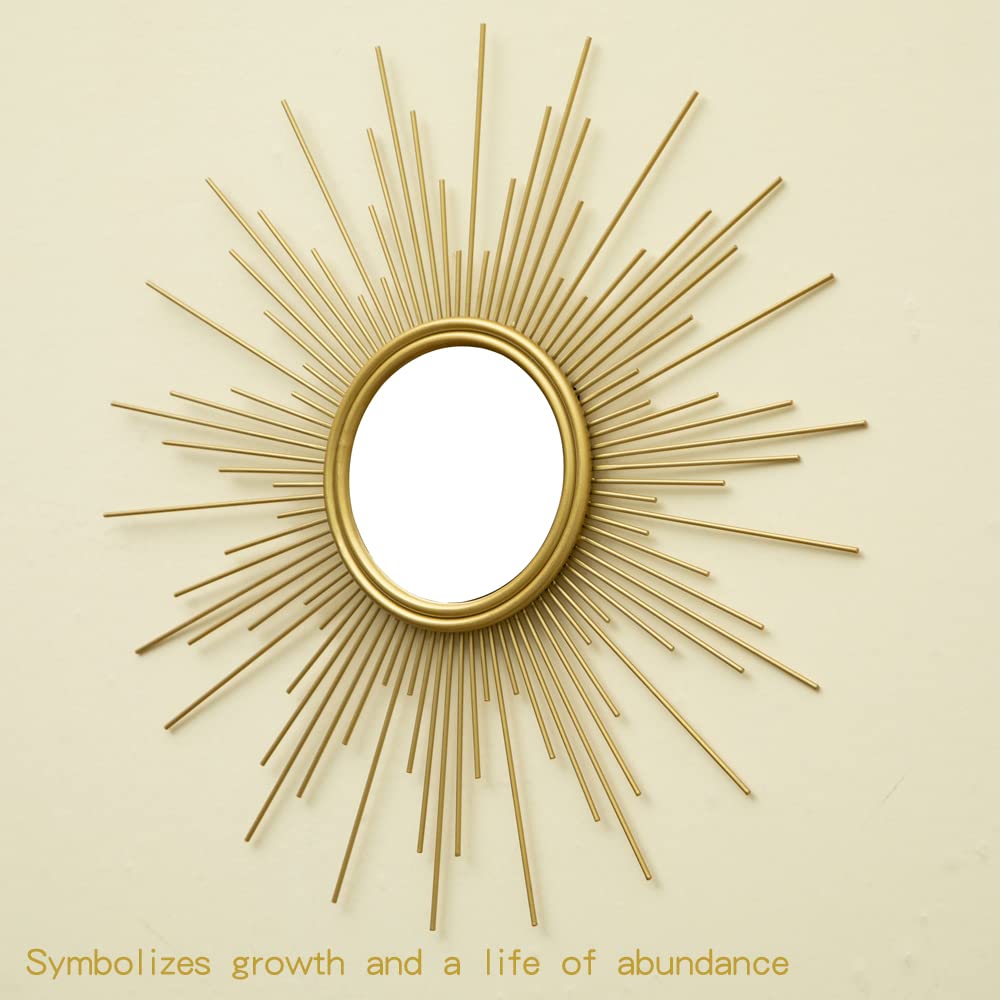 MAIKAILUN Sunburst Mirror, 24" Boho Mirror, Gold Sun Decorative Mirrors for Wall Decor, Small Mid Century Modern Small Living Room