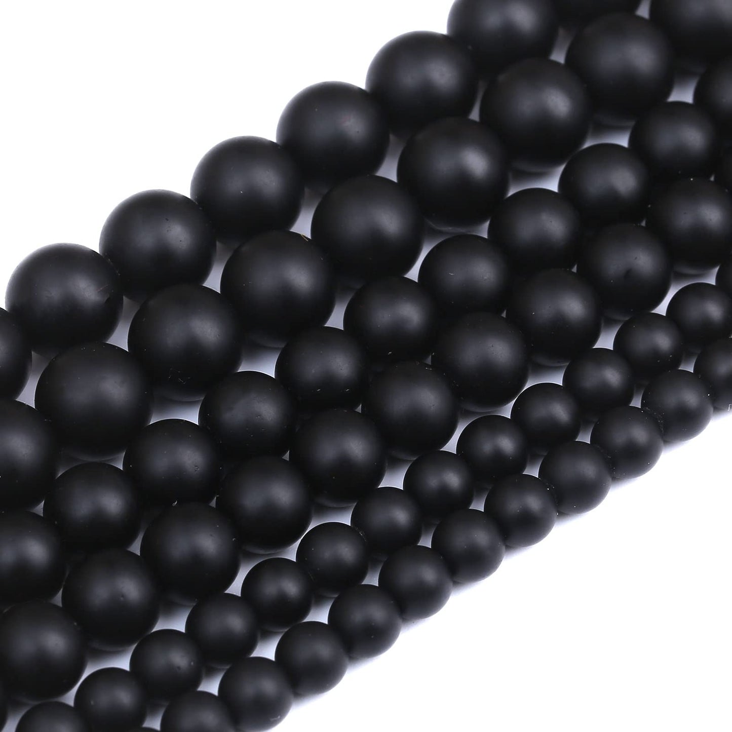 45PCS 8MM Natural Frosted Black Agate Stone Beads Round Loose Beads for Jwelry Making DIY Bracelet Necklace Accessory 15Inch