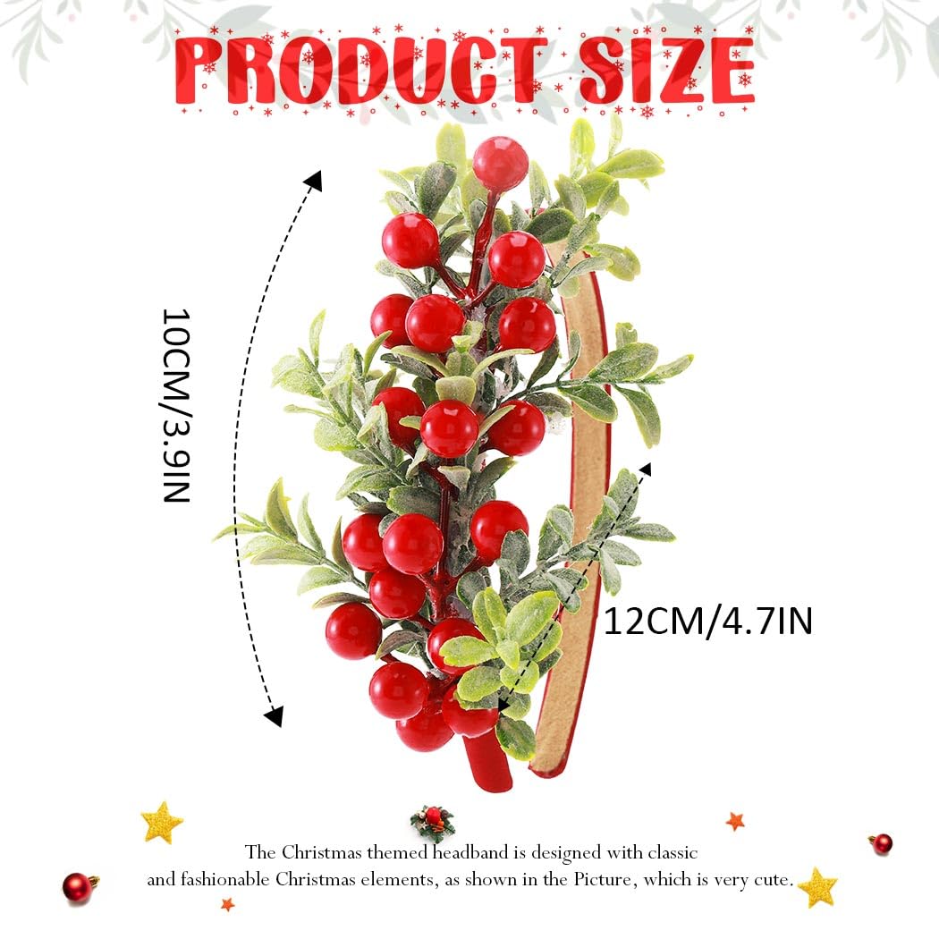 GORTIN Christmas Headbands Xmas Flower Headband Red Berries Hair Hoop Snow Christmas Wreath Hair Band Holiday Party Costume Hair Accessory for Women