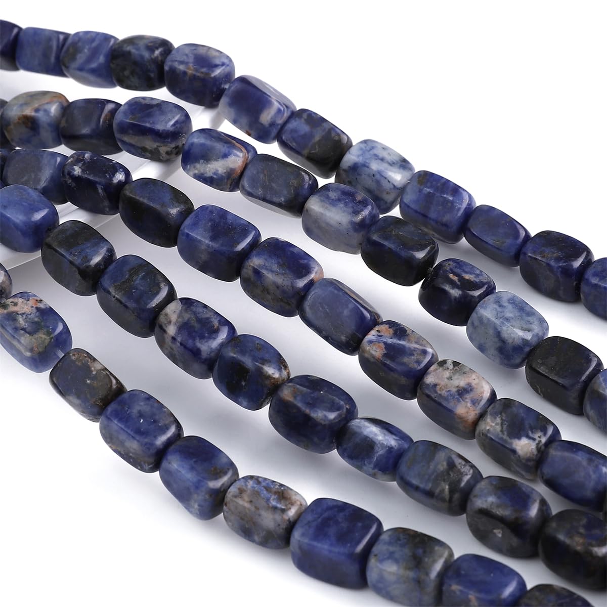 BEADIA Natural Blue Sodalite Cuboid Stone Loose Semi Gemstone Beads for Jewelry Making 8mmx12mm 38cm/Strand