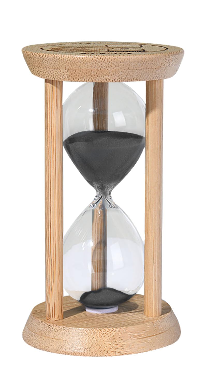 SuLiao Wooden Sand Timer 1 Minute Hourglass, Beech Sand Clock, Small Black Sand Watch 1 Min, Reloj De Arenai Hour Glass Sandglass for Home Office Wedding Decorative Game Classroom