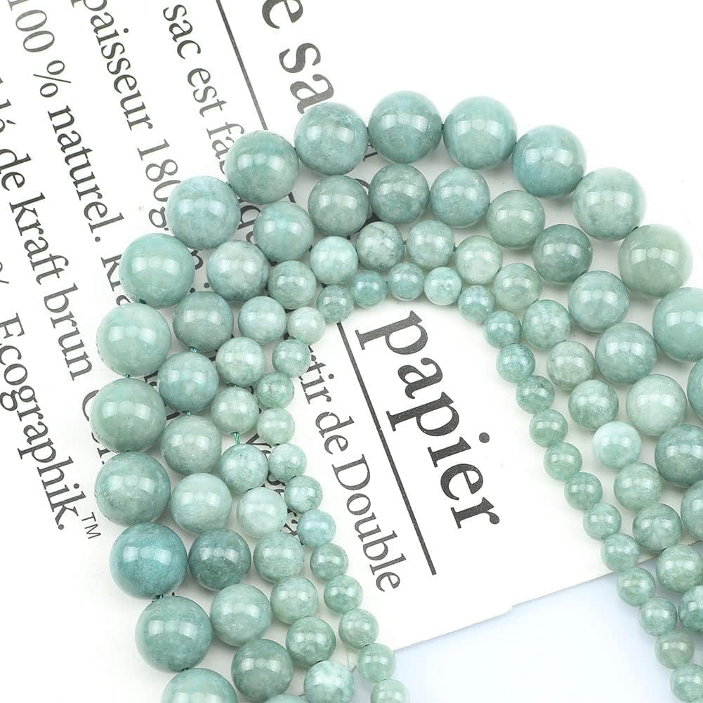 Yochus 60pcs Burmese Jade Beads，6mm Healing Power Natural Stone Round Loose Gemstone Beads for Jewelry Making Earring Necklace DIY Crafts
