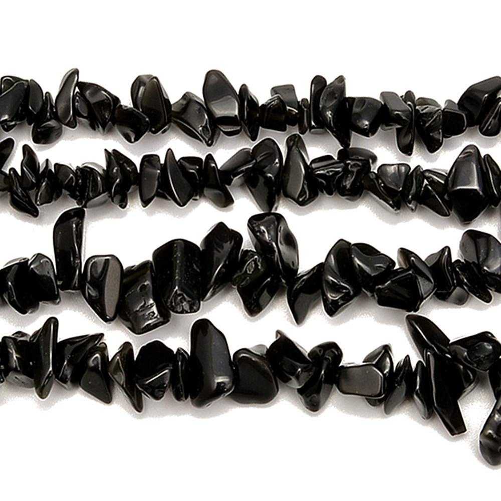 PLTbeads Gemstone Chips Natural Black Obsidian 3-5mm Healing Crystals Waist Bracelets Necklace Kit Irregular Stone DIY Crafts Design Jewelry Making Approxi 32 inch