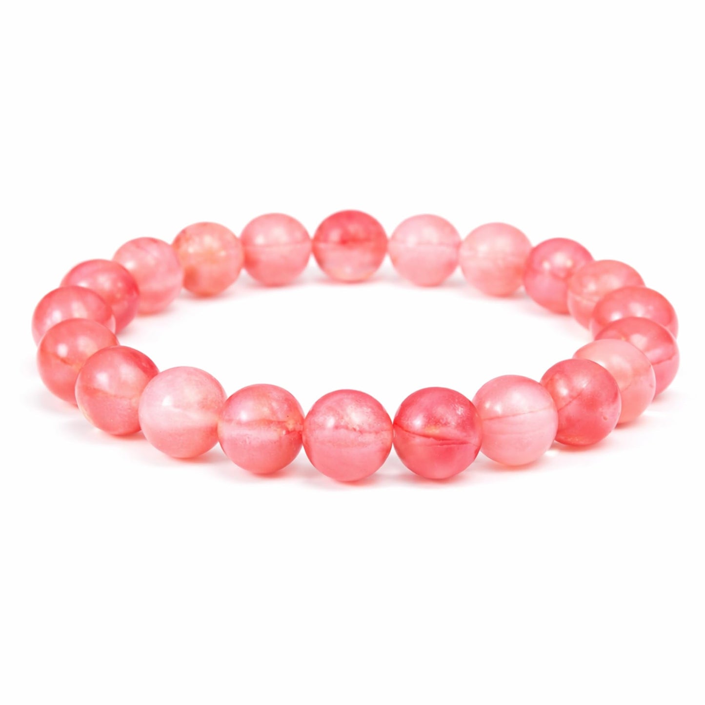 Elm City Direct 8mm Natural Stone Beaded Bracelet – Unisex Crystal Stretch Bracelets for Men & Women, Chakra & Healing Jewelry, Gift-Ready Beaded Bracelets (Watermelon Crystal, 8mm)