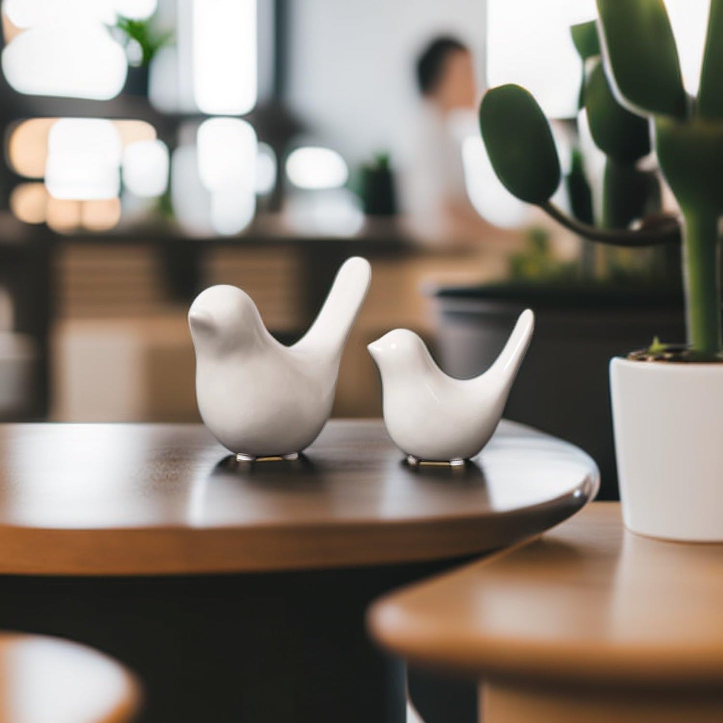 GJFASGF Small Animal Statues, White Bird Figurines Home Decor, Modern Home Decorative, Ceramic Decor for Office Desktop, Bookshelf, Bedroom, Living Room, Cabinets (White 2 Pcs)