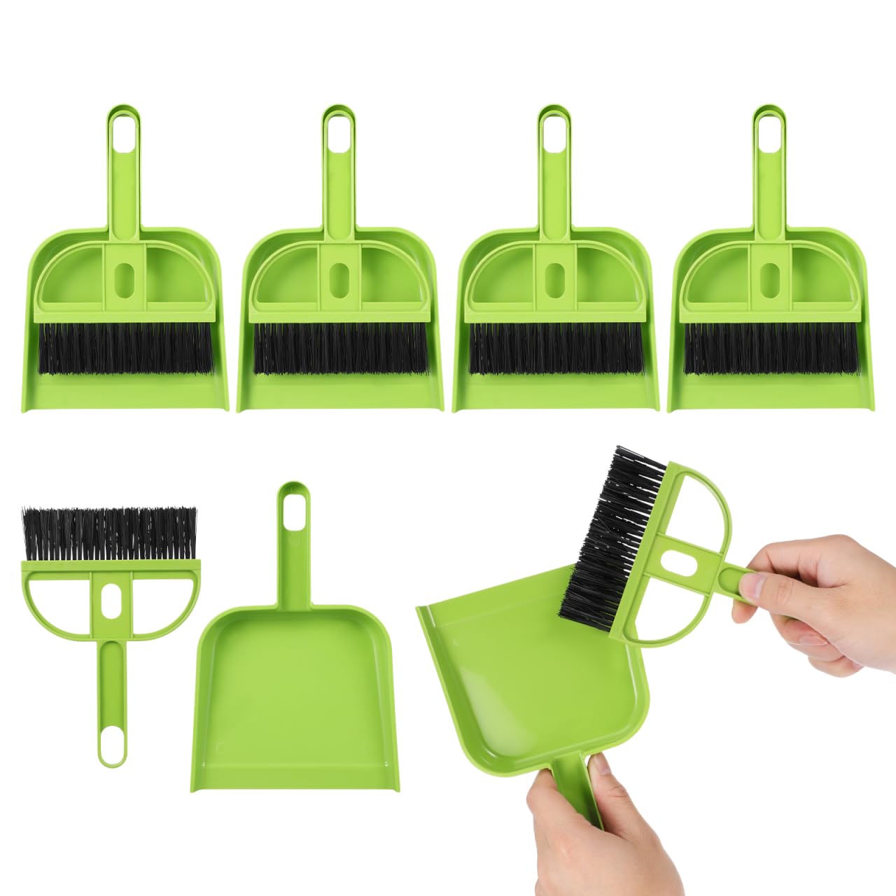 Healifty Mini Broom and Dustpan Set 6-Piece Portable Desk Cleaning Brush Set with Soft Bristles for Keyboard Desktop Pet Hair and Hard Floor Use