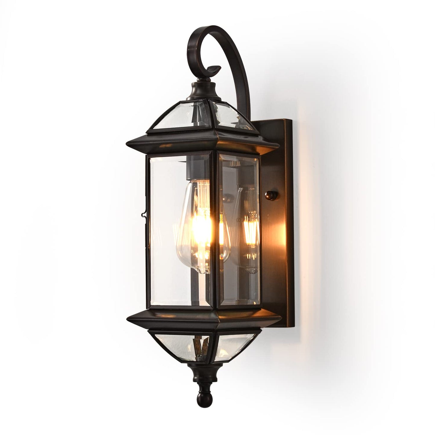 Milaii 18.5" H Copper Outdoor Wall Lights Exterior Waterproof Wall Sconce Light Fixture E26 Socket Oil Rubbed Bronze Porch Light with Clear Glass Lantern Wall Lamp for Front Porch Garage Patio