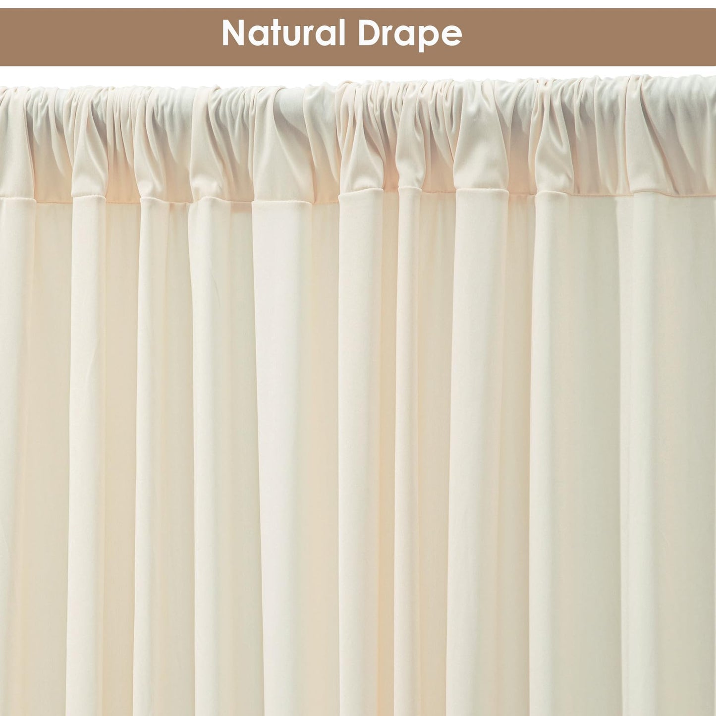 10x10ft Wrinkle Free Ivory Backdrop Curtain for Parties Soft Fabric Drapes Wedding Ivory Curtain Backdrop for Birthday Party Decorations Background for Photography 5x10ft,2 Panels