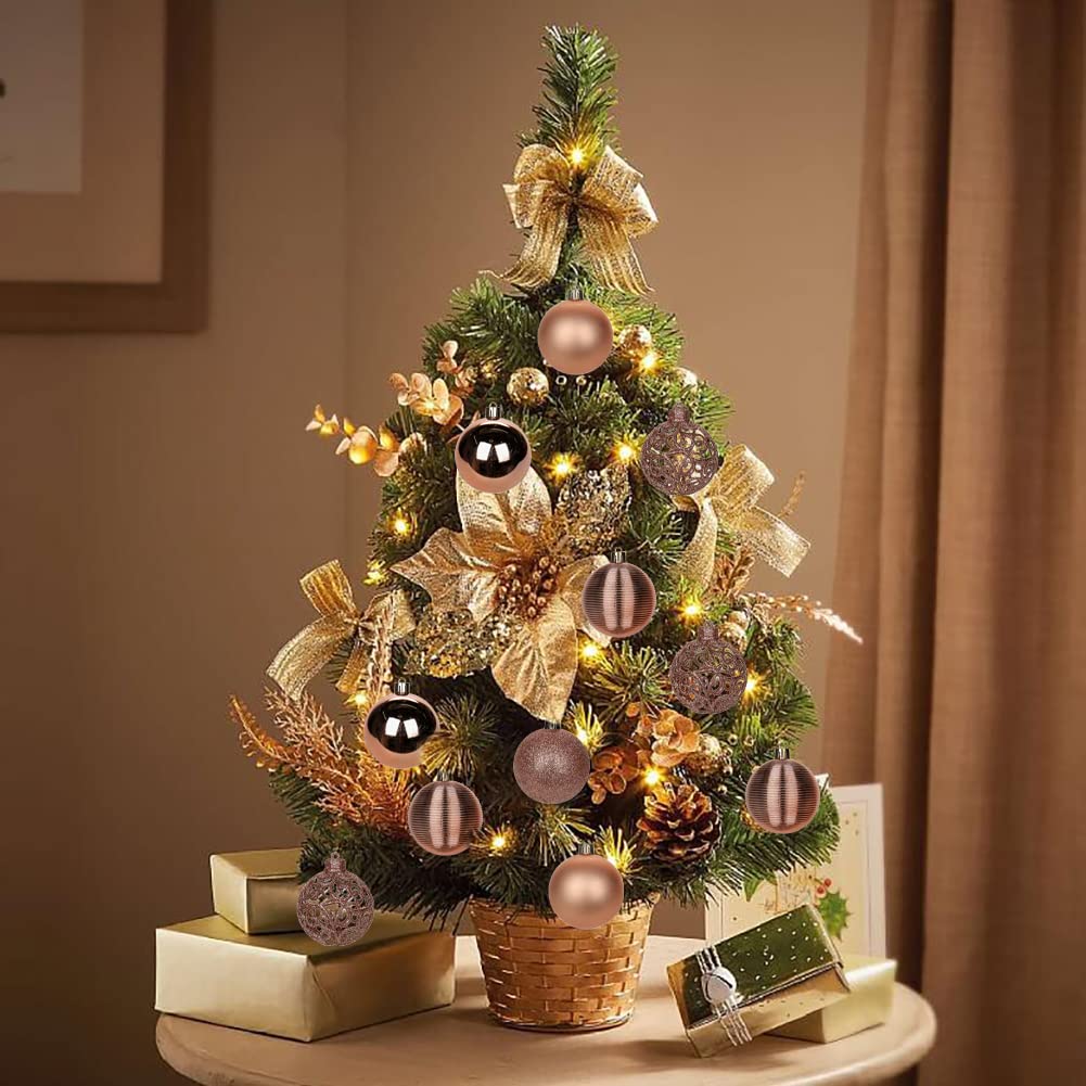 30PCS 2.36" Christmas Ball Ornaments Shatterproof Rose Gold Christmas Tree Decorations Xmas Tree Balls Halloween Ornaments Décor