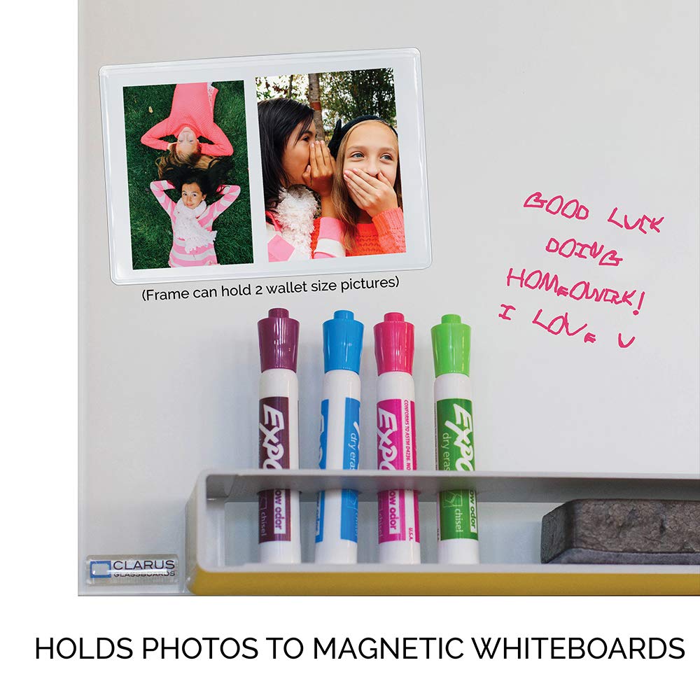 Freez-A-Frame Clear Magnetic Picture Frames For Refrigerator School Locker, or any Magnetic Surface 16 Pack Holds (2) 5 x 7 (4) 4 x 6 (10) 2.5 x 3.5 Exclusive Photo Pockets
