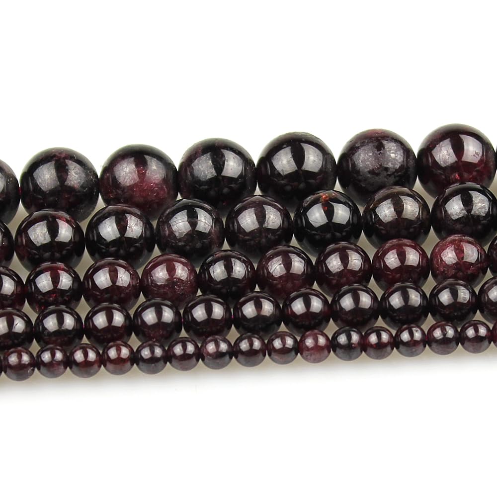 MJDCB Natural Stone Beads Garnet Round Loose Beads for Jewelry Making DIY Bracelet Necklace (10mm)