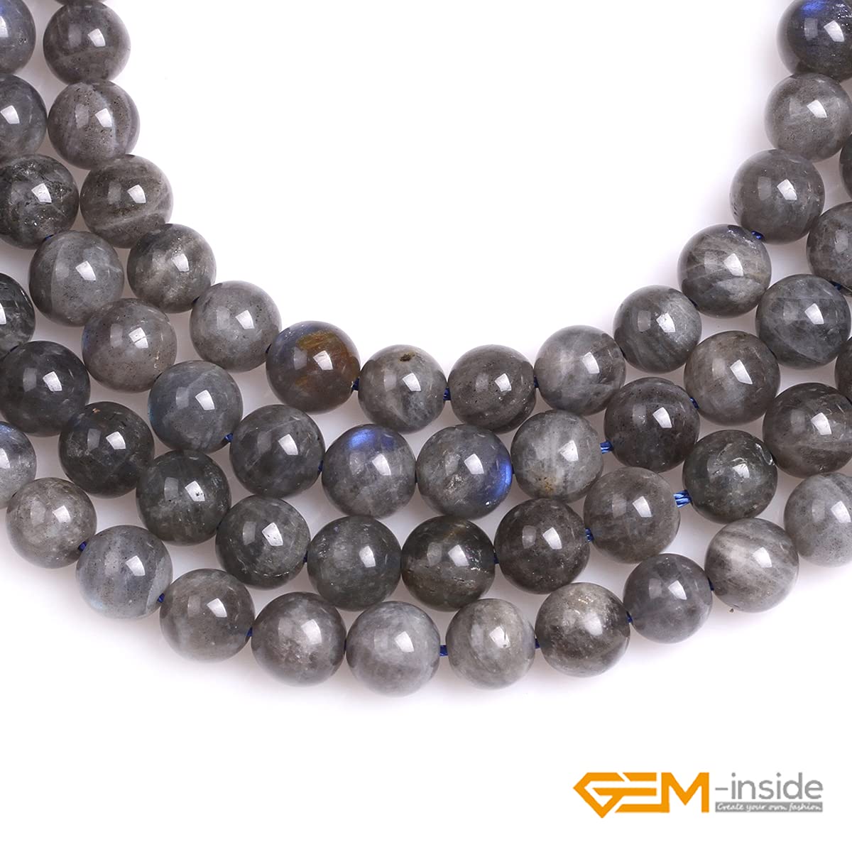 GEM-Inside Natural 8mm AA Grade Blue Rainbow Labradorite Gemstone Loose Beads Round Crystal Energy Stone Power for Jewelry Making 15''