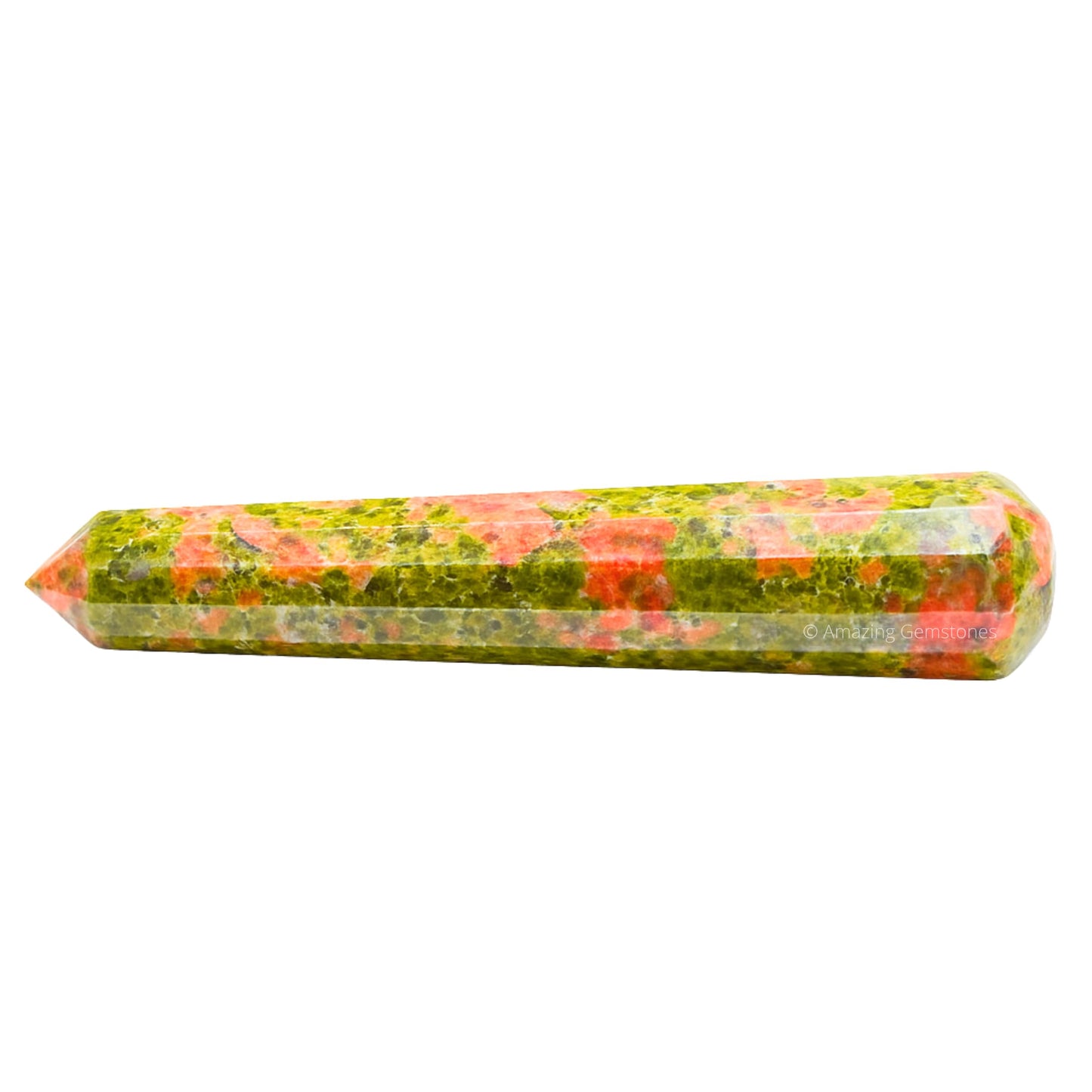 Amazing Gemstone Unakite Crystal Wand Massage Stick - Pelvic Wand Gua Sha for Adults - Crystals and Healing Stones Massage Wands for Adults Gifts (Pointed)