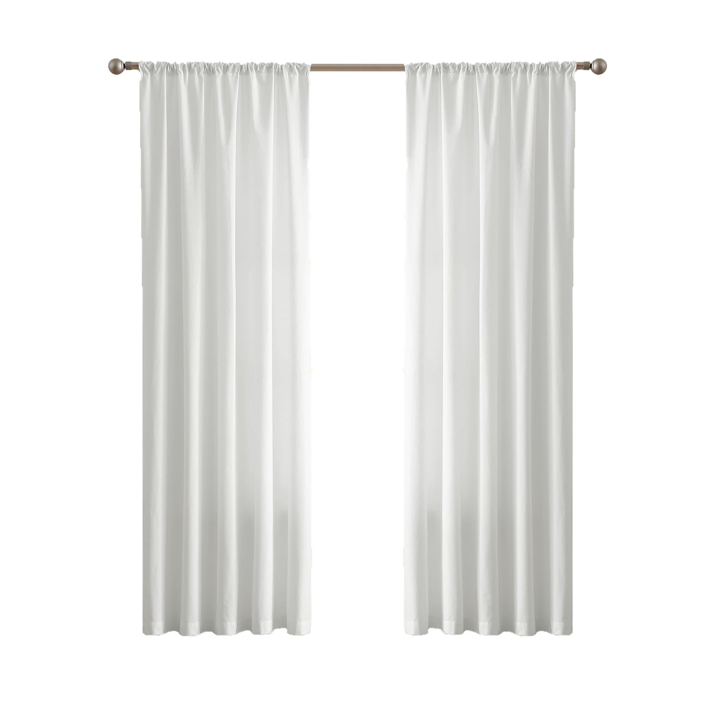 Brooklyn Loom Solid Cotton Percale White 50x84 Window Curtain Pair, Solid Color Themed, Oeko-TEX Certified Confidence