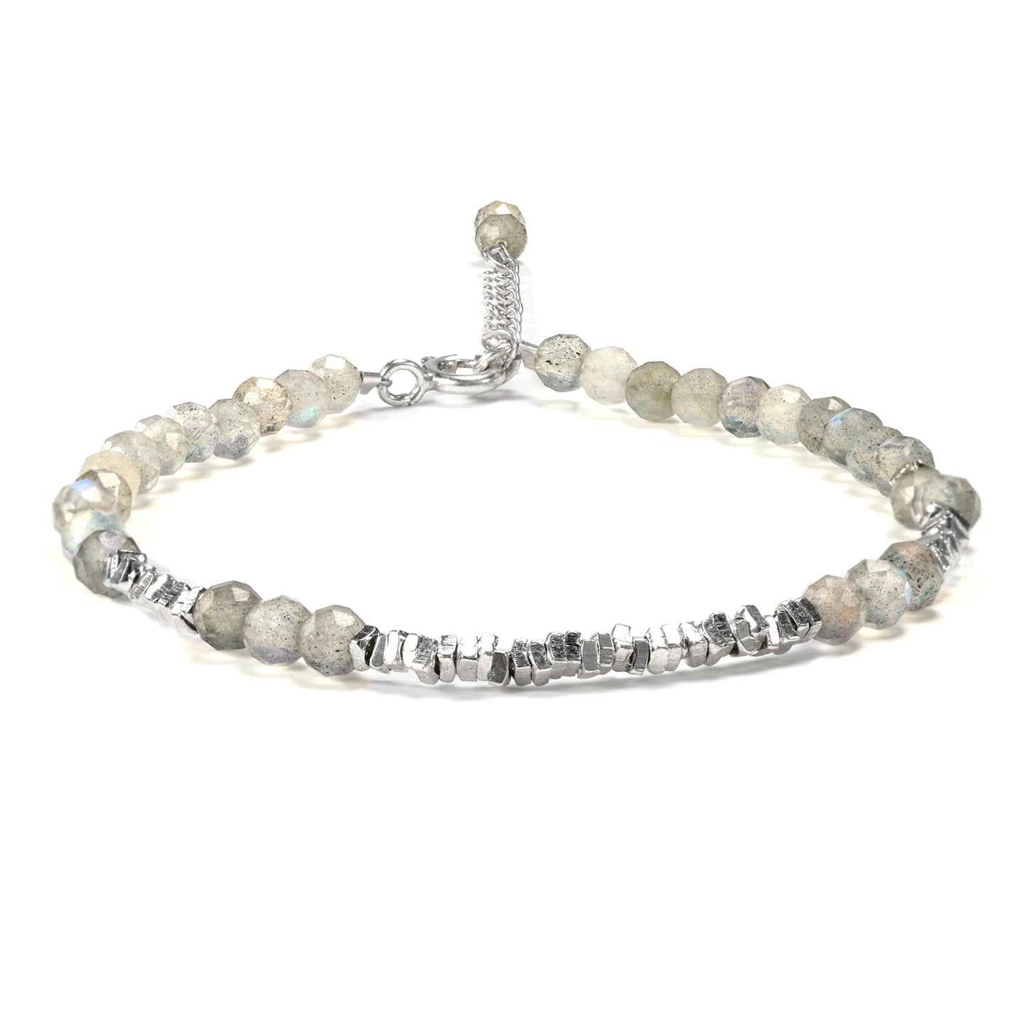 TAGREVO Natural Moonstone Crystal Cut Bead Bracelet, 925 Silver Faceted Gemstone Jewelry for Women, Handmade Chakra Design Gift for Birthday Christmas Daily Wear