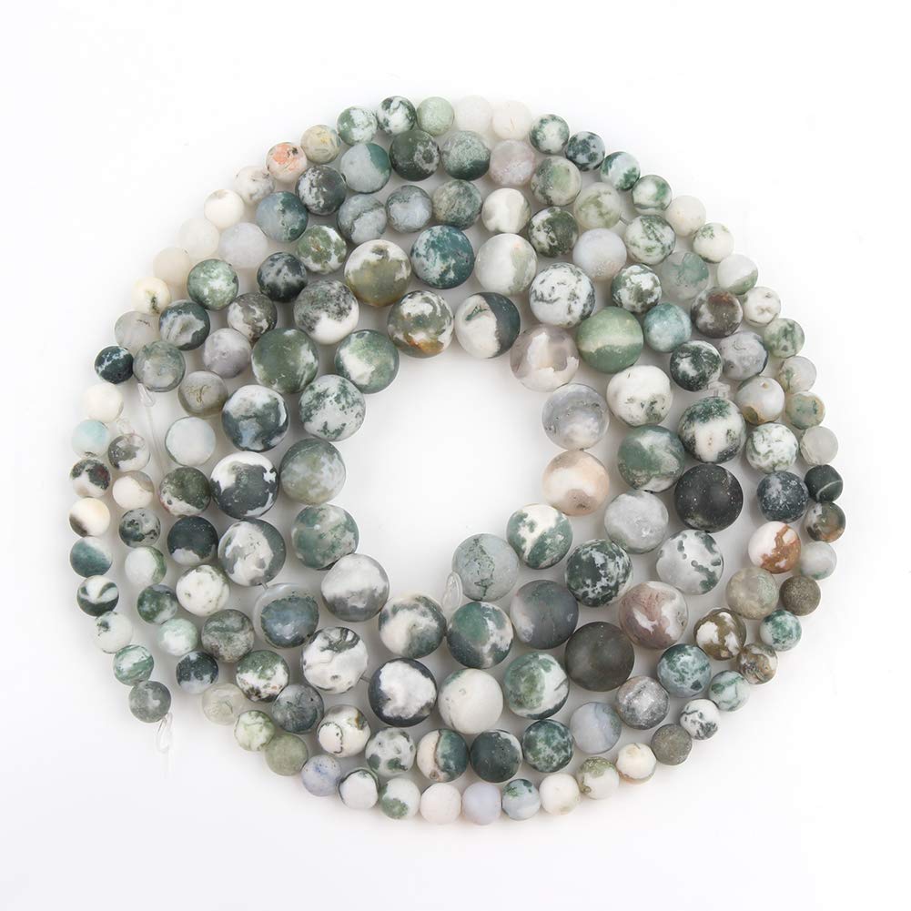 Song Xi Frosted Tree Agate Stone Beads 8mm Natural Stone Beads for Jewelry Making Gemstone Beads