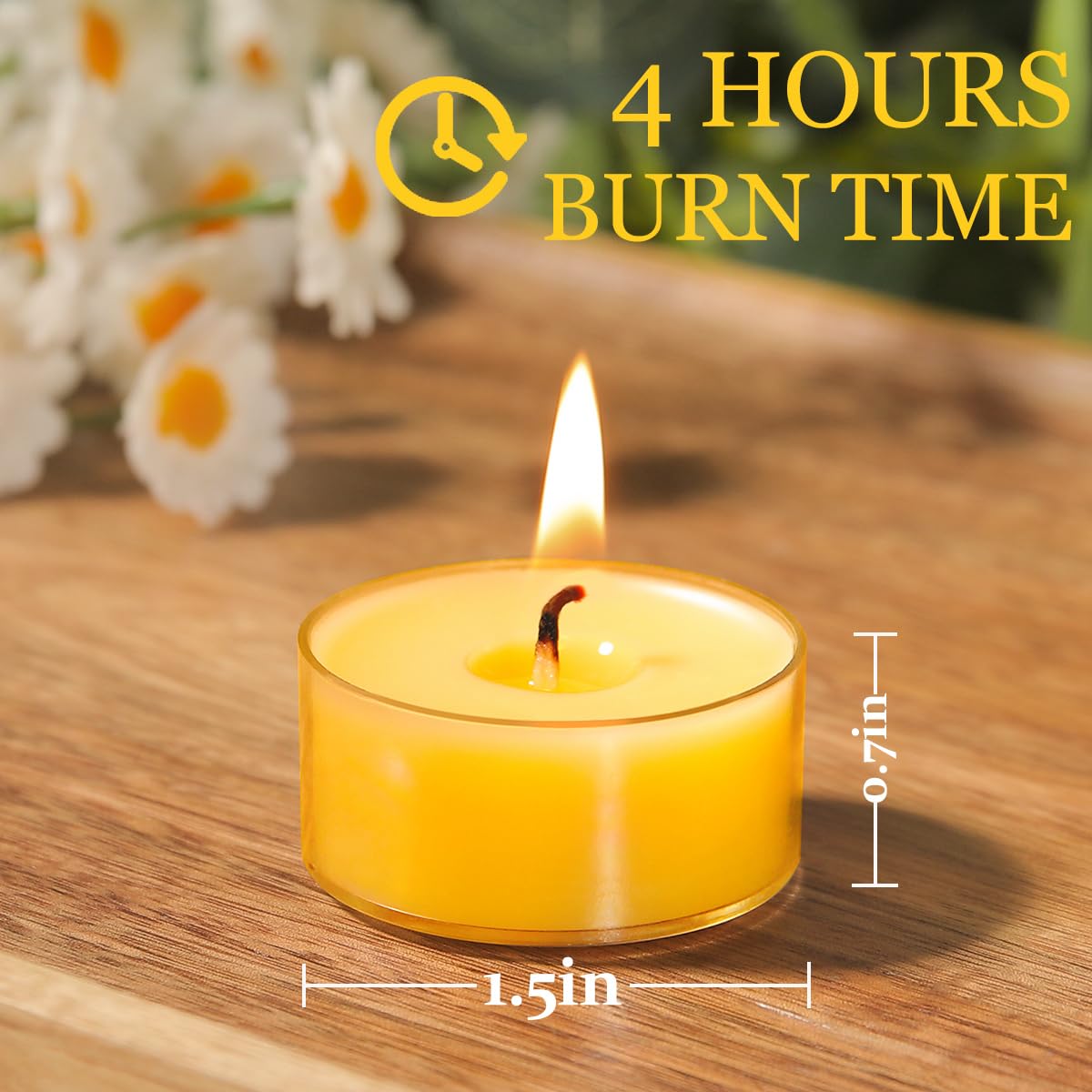 Capaniel 36 Packs Beeswax Tealight Candles- 4 Hour Burn Time Beeswax Candles Burn Evenly and Clean Bees Wax Candles Bulk Smokeless Beeswax Tea Lights for Relaxing Air Purification