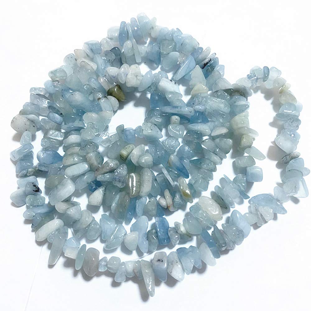 PLTbeads Gemstone Chips Natural Aquamarine 3-5mm Healing Crystals Waist Bracelets Necklace Kit Irregular Stone DIY Crafts Design Jewelry Making Approxi 32 inch