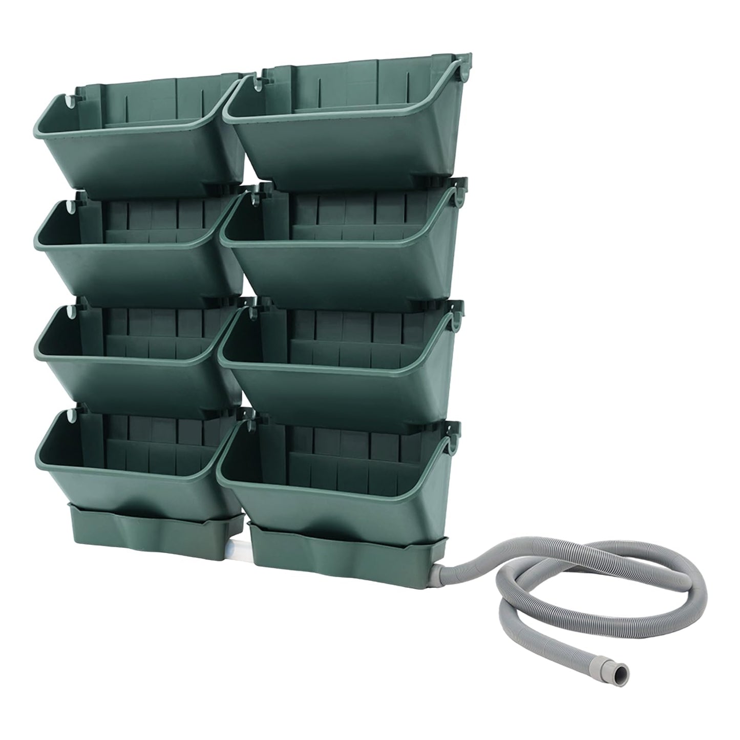 kunghei Vertical Wall Planter for Indoor Plant-Walls Mounted Pot with 2 Drainage Tray 8 Pack, 13 inch Dark Green for Decor, Plastic Pots Balcony Planters, Plants Hanging (8, Army Green)