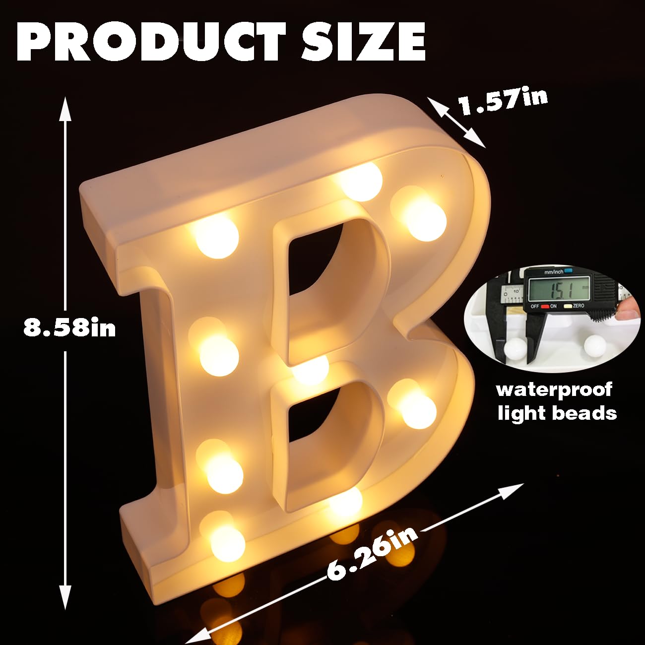 DyingSwan Small Led Marquee Letters, Light Up Letters, 8.58 Inch Led Letter Lights, Battery Powered Lighted Sign for Table, Party, Birthday, Christmas Decor (Letter B)