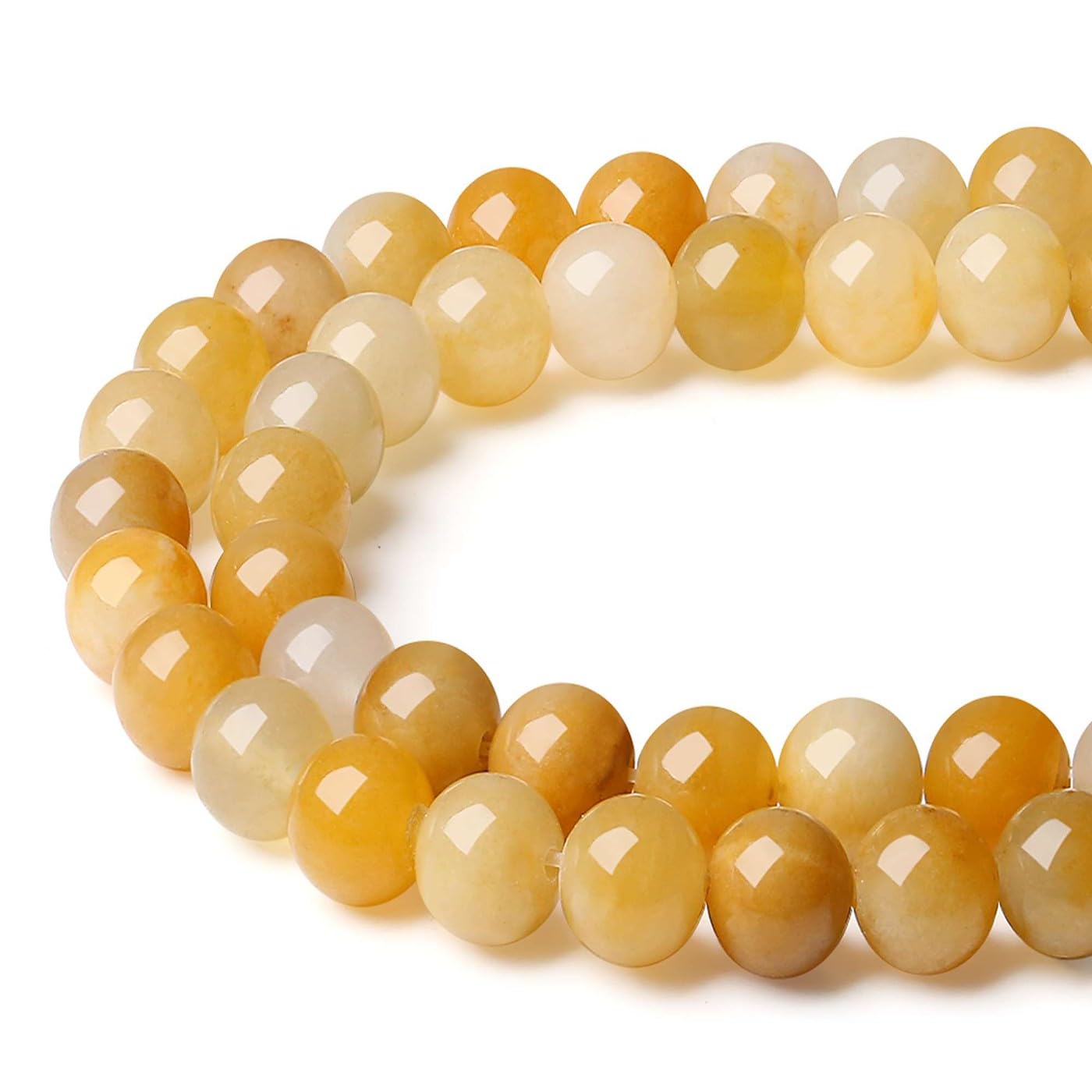 LAIDANLA Yellow Aventurine 8mm Natural Stone Beads Round Loose Gemstone Stone Beads for DIY Bracelet Necklace Earrings Jewelry Making Polishing Genuine Real Beading Crystal 96PCS 2 Strand 32"