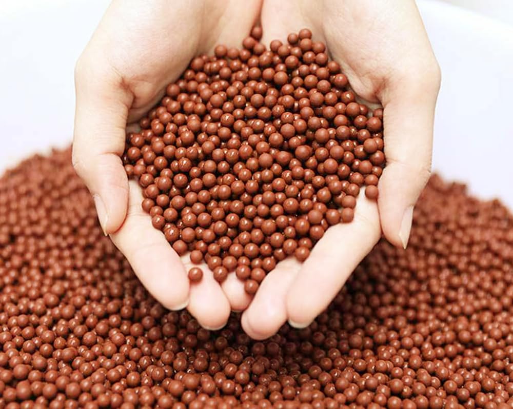 2 lbs Ceramsite Horticultural Clay Pebbles,Mini Hydroponics Decorative Ceramsite Balls for Plant Paving,Plant Pots,Drainage Water,Purification,Cultivation,Vase Fillers,Fish&Turtle Tanks (5mm, Brown)